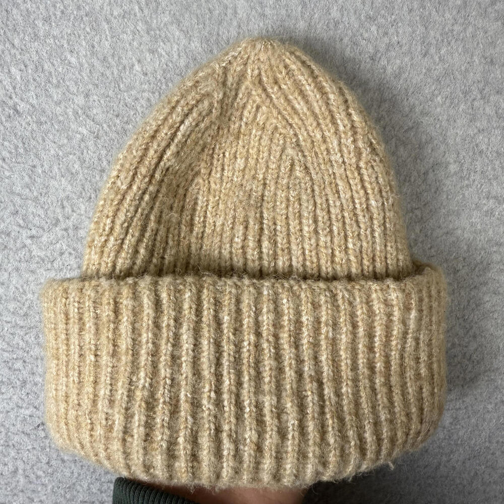 Free People Women's One Size Knit Light Brown Beanie Hat